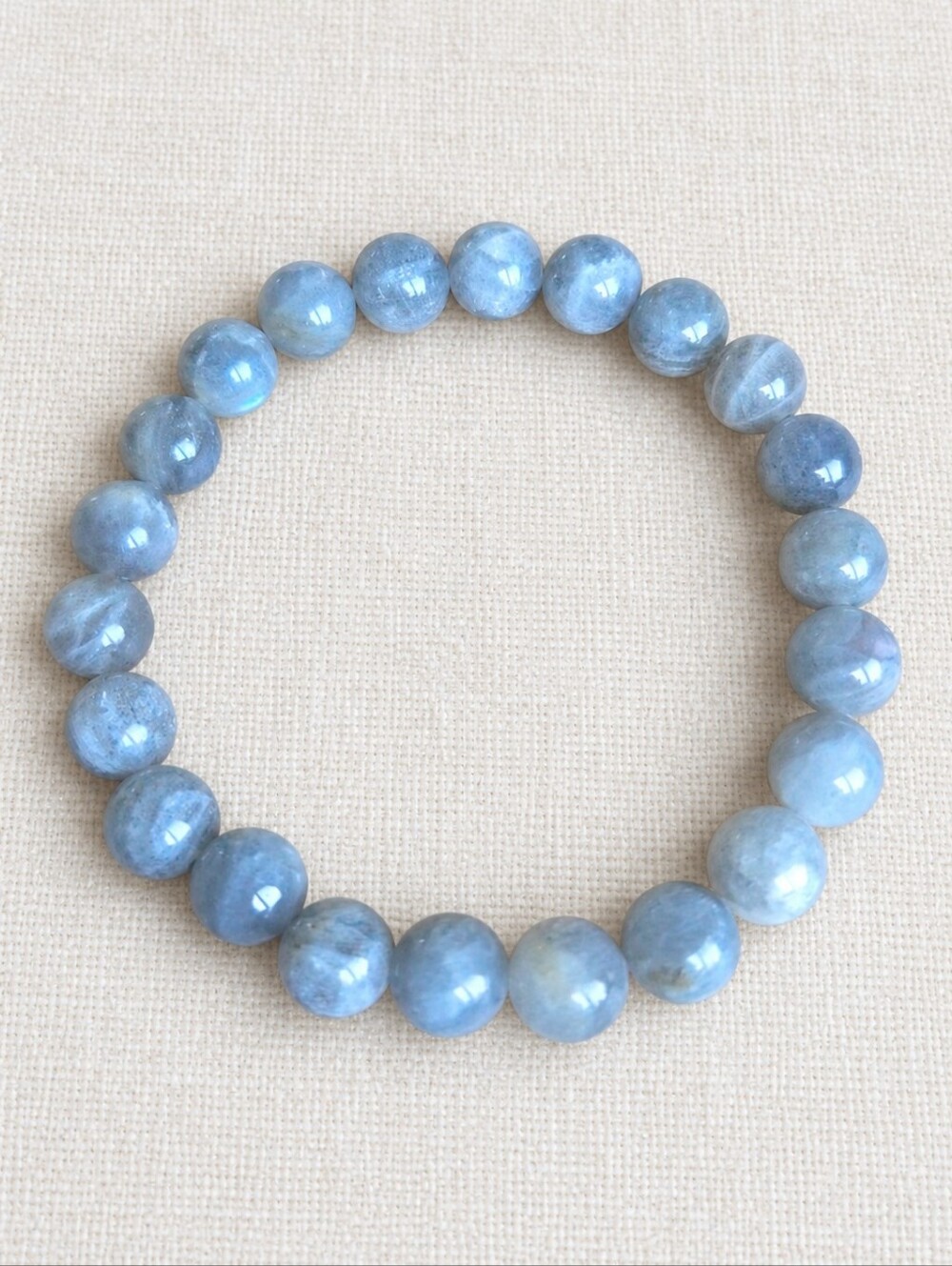 Gray Moonstone Gemstone Stretch Bracelet | Handmade | 8mm